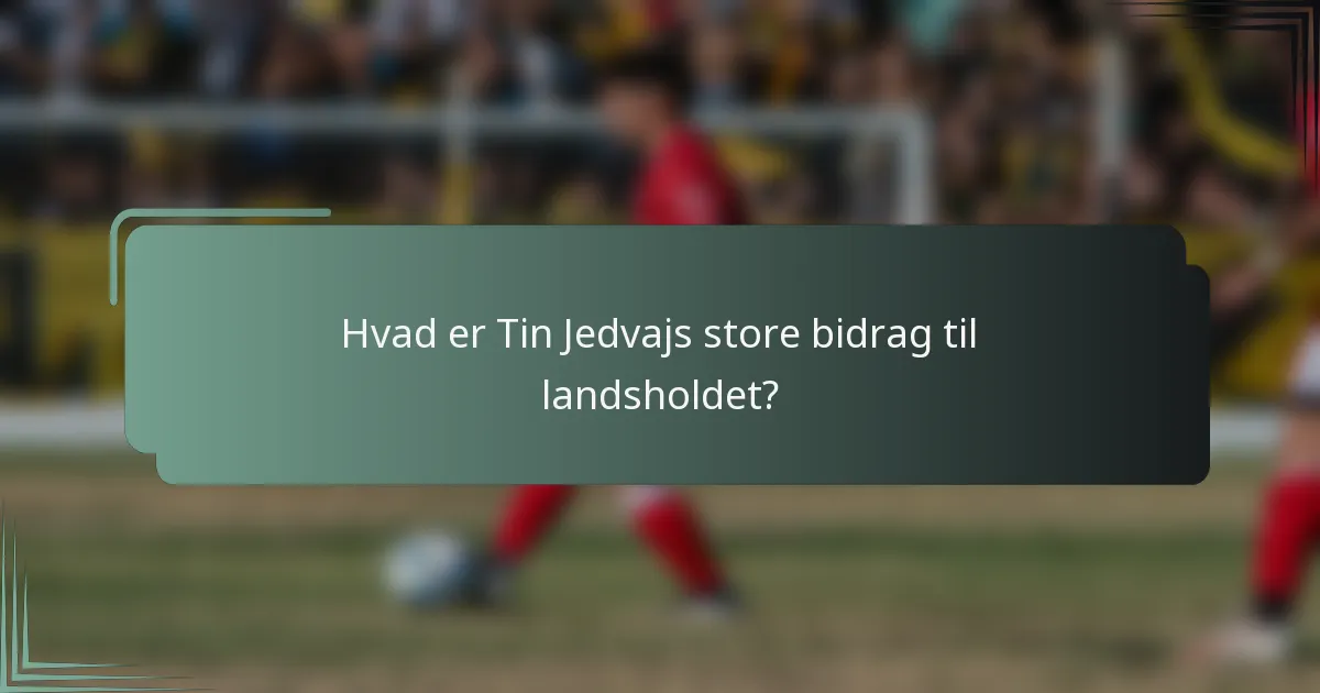 Hvad er Tin Jedvajs store bidrag til landsholdet?