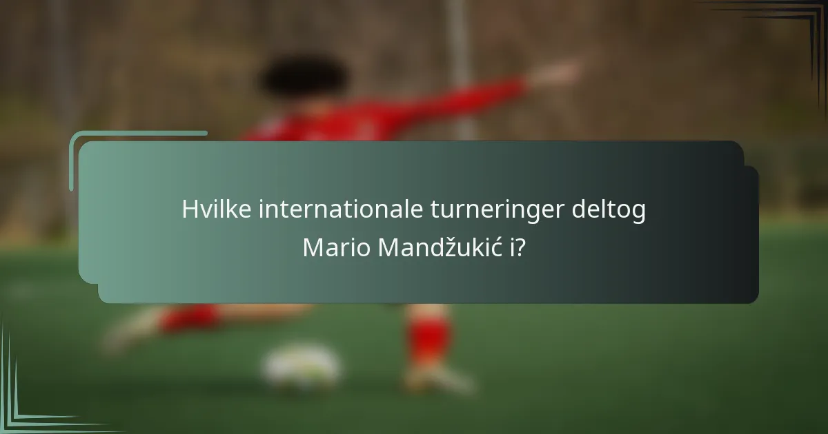 Hvilke internationale turneringer deltog Mario Mandžukić i?