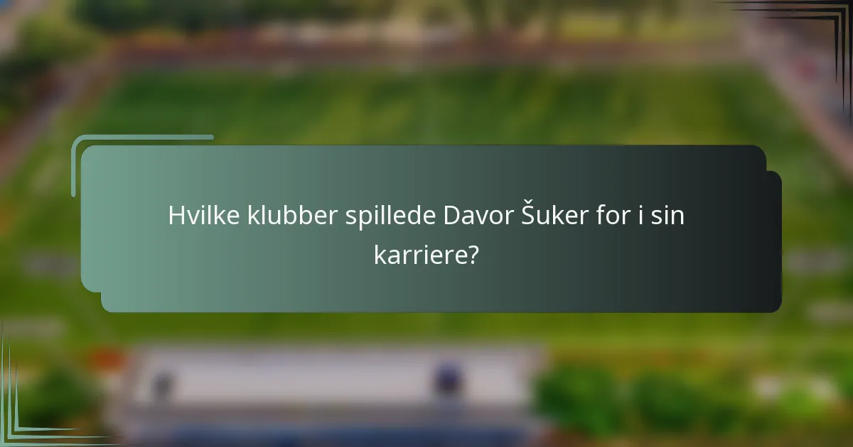 Hvilke klubber spillede Davor Šuker for i sin karriere?