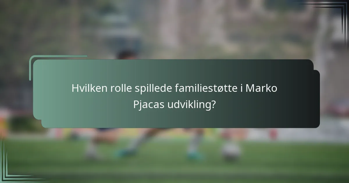 Hvilken rolle spillede familiestøtte i Marko Pjacas udvikling?