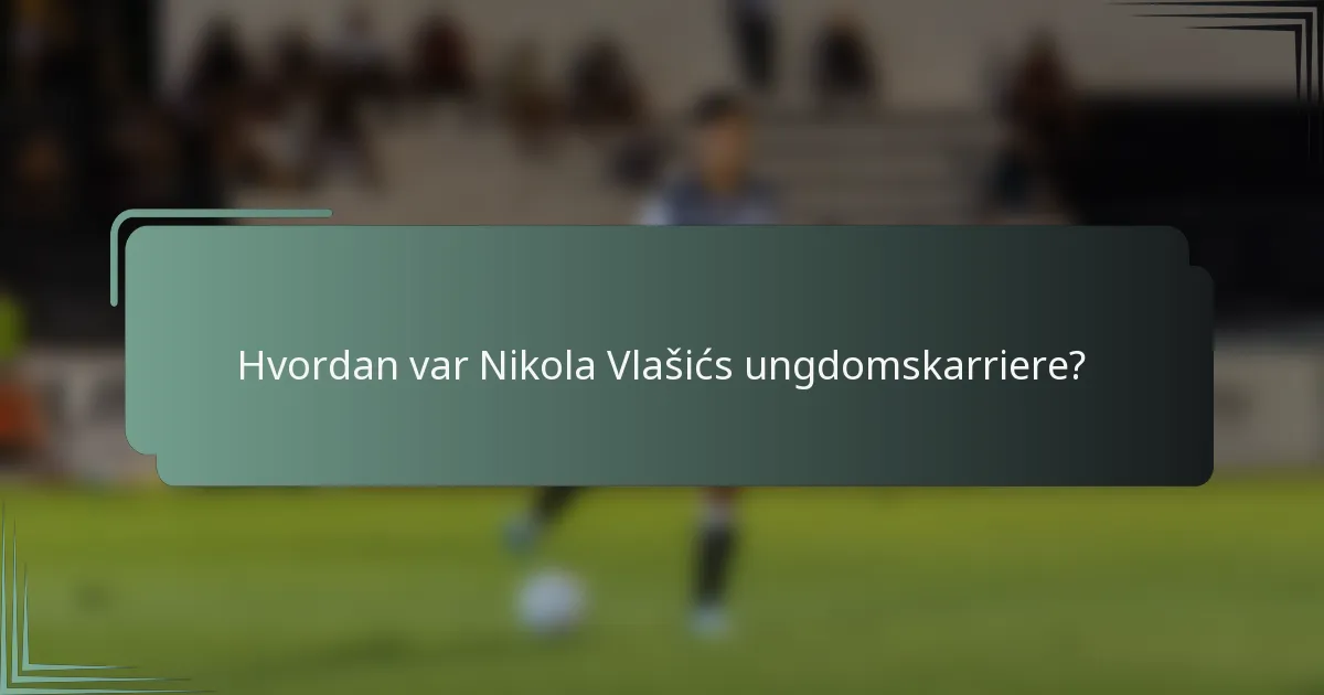 Hvordan var Nikola Vlašićs ungdomskarriere?